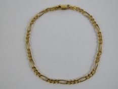 A 9ct gold alternating curb link chain bracelet measuring 18cm in length, hallmarked 375, 1.6g.