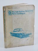A Triump Spitfire 1500 (1975) Parts Catalogue produced by Unipart for British Leyland.