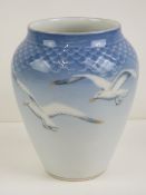 A Bing and Grodohl shoulder vase decorated with Sea Gulls upon, 12cm high.