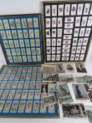 Three framed cigarette cards sets; Player's Dickens characters, animals and cricketers,