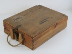 A WWII German 8cm grenade box, with sten