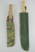 Two modern Army machete with sheaths.