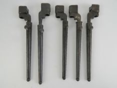 Five No4 Mk2 spike bayonets in scabbards.