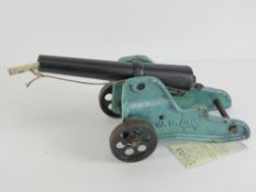 A deactivated table top 10 bore Winchester cannon having cast iron base, with EU certificate.
