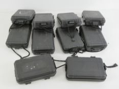 Ten Peli transit cases.