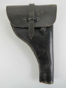 A WWII WWII German Walther flare pistol holster in black leather,