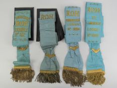 The Royal Antediluvian Order of Buffaloes (RAOB); four ROH sashes,
