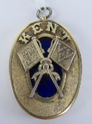 Masonic; a HM silver Standard Bearer collar jewel for Kent, having central blue enamel panel,
