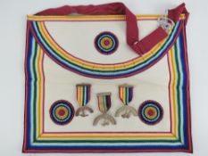Masonic; Three Royal Arc Mariners jewel medals together with a Royal Arc Mariners apron. Four items.