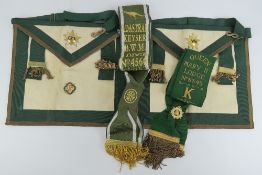 The Royal Antediluvian Order of Buffaloes (RAOB); A green fabric sash for Queen Mary II lodge No.