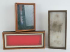 Three glazed wall hanging display boxes