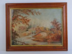 Watercolour; soldier with sweetheart on