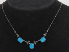 An Art Nouveau necklace having three oct