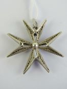 A 925 silver filigree Maltese cross pend