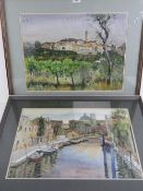 Watercolours; two landscapes being Venet