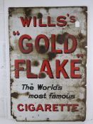 A vintage enamelled tinplate advertising sign 'Wills's Gold Flake The Worlds Most Famous