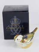 Royal Crown Derby Paperweight; Collectors Guild Exclusive, 'Firecrest', gold stopper or button,