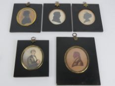 A quantity of framed silhouettes, one 19 x 15cm, three 14 x 12cm,