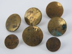 A set of brass East Galway Hunt buttons (five large + two small) made by Pitt & Co 31 Maddox St
