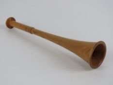 A turned wooden hunting horn, 9