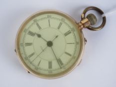 A 14k gold top wind pocket watch having Swiss movement marked H White 104 Market Street Manchester,