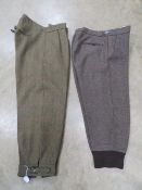 Two pairs of tweed shooting or hunting britches; one made by Cordings & Co Ltd, size34,