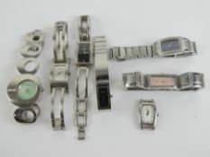 Six designer stainless steel ladies bracelet watches including DKNY, Oasis, Storm and Seksy.