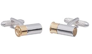 A pair of cufflinks in the form of shotgun cartridges, as new in box by Onyx Art London.