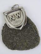 A rare cut steel beaded chateleine purse having white metal opening marked 'ST(?) SUHAHO & Co