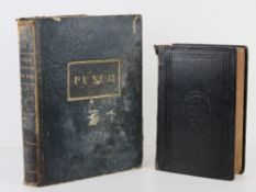 Book; Punch's Almanack for 1850. Also a full leather bound bible published Oxford 1877. Two items.
