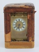 A fine five glass French made carriage clock enamelled chapter ring with Roman numerals,