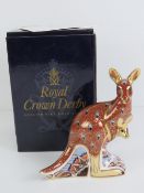 Royal Crown Derby Paperweight; the Australian Collection 'Kangaroo', gold stopper or button,