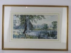Watercolour; Quarter Lakes Castle Ashby, signed lower right John Evans 1972, 29 x 53cm.
