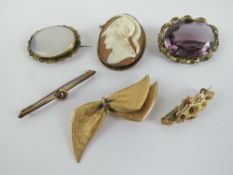 A Victorian Chalcedony brooch having gilt metal frame,