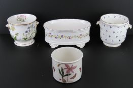 A Portmeirion Botanic Garden planter, 15.5cm dia, together with three other ceramic planters.