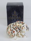 Royal Crown Derby Paperweight; 'Russian Bear', gold stopper or button, with box.