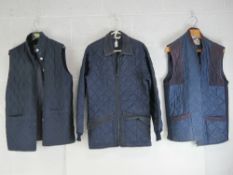 Outdoor clothing; four gilets, fleece size 14 and 16, others size 42