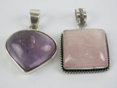 A 925 silver and Amethyst inverted teardrop shaped pendant, 4.