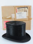 A silk top hat by S Patey London, size 7 1/4,