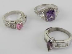 Two cocktail rings each stamped 925, size P-Q.