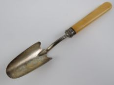 A silver plated stilton scoop having makers mark WH & S to back, 21.5cm in length.