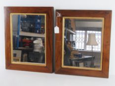 Two fine rosewood and part gilt square shaped wall mirrors, measuring 43.5 x 36cm and 45.