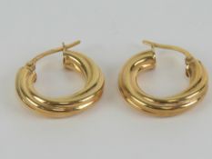 A pair of 9ct gold hoop earrings, stamped 375, 1.