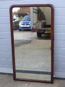 A Victorian mahogany framed half cheval wall mirror, 67x 124cm.
