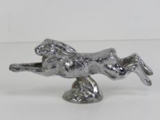A silver plated car mascot bonnet ornament by Lejeune in the form of a running hare,