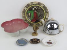 A c1940s Goldscheider with Myott Shamrock pattern footed bowl having pink ground interior and white