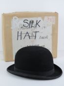 A Herbert Johnson London felt bowler hat, size 7 1/4, with makers cardboard box with label upon.