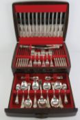 A canteen of silver plated cutlery, twelve settings, inc carving set and serving spoons,