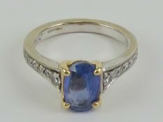 An 18ct gold oval cut cornflower blue sapphire ring, sapphire approx 1.3ct, (measuring 8.8 x 5.