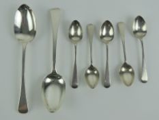 An unusual set of five HM silver teaspoons made by Roberts & Belk Ltd,